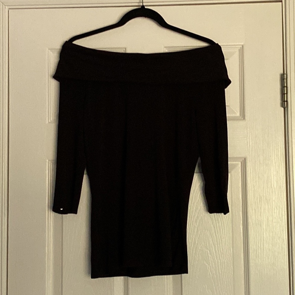 White House Black Market Black Off the Shoulder Top Size Small